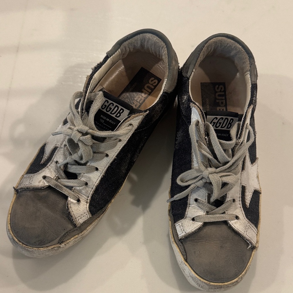 Golden Goose Distressed Grey Star Sneakers